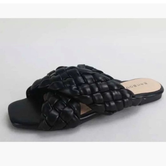 Black Woven Slide Sandals - Picture 1 of 3